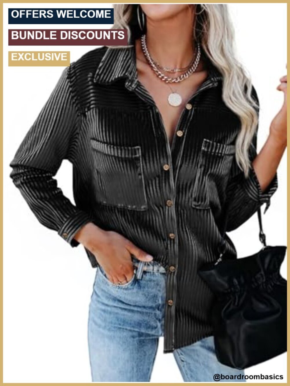 Women's Velvet Button Down Shirt Long Sleeve Fall Shacket with Pockets Loose Fit